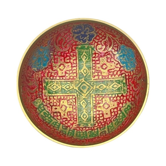 Brass Enamelled Bethlehem Small Trinket Bowl - Picture 1 of 10